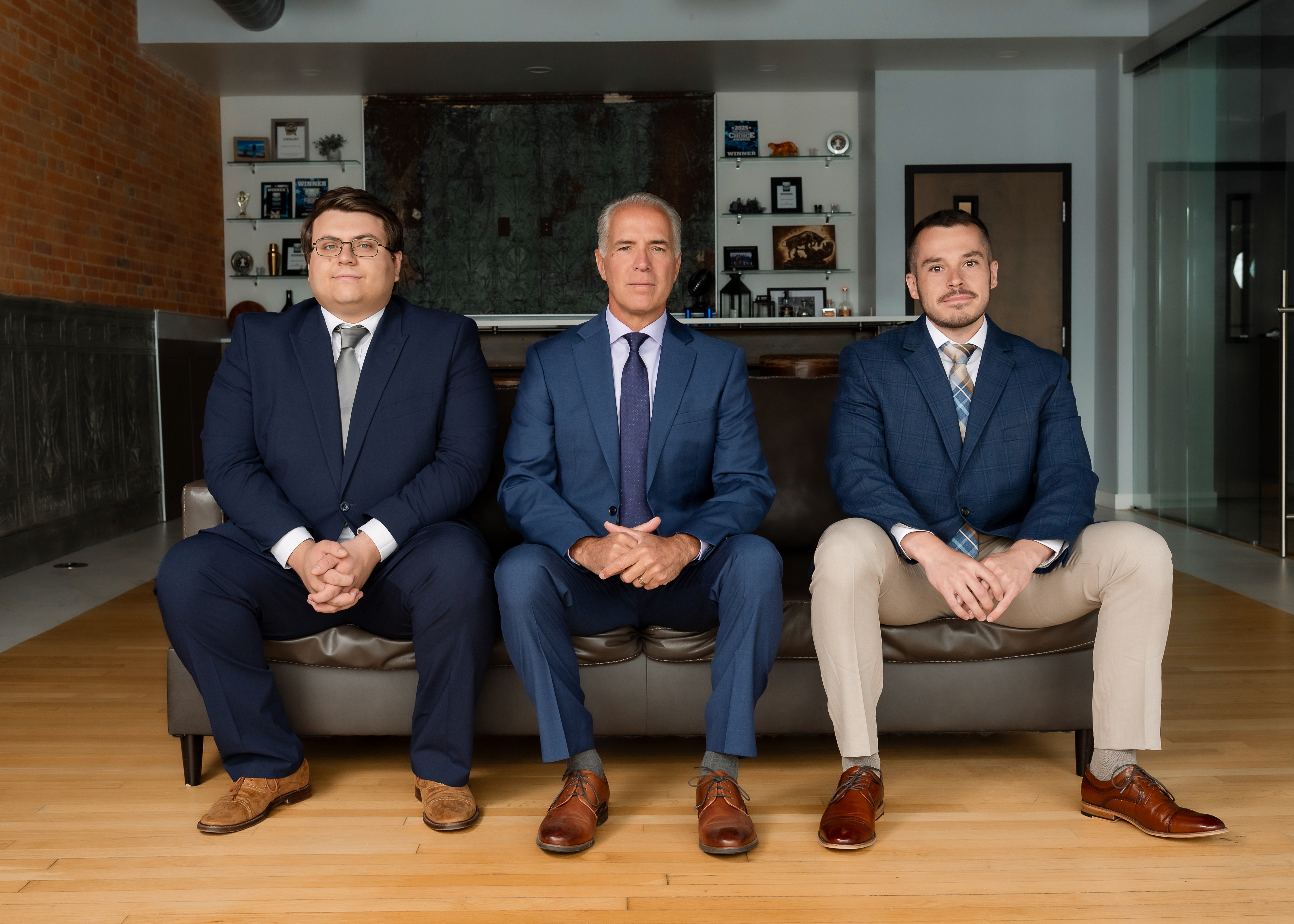 Portrait motivated executive confident senior business man specialist looking dreaming at copy space